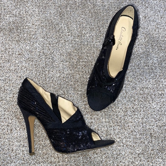 Charlotte Russe sequin peep toe heels - Picture 1 of 4